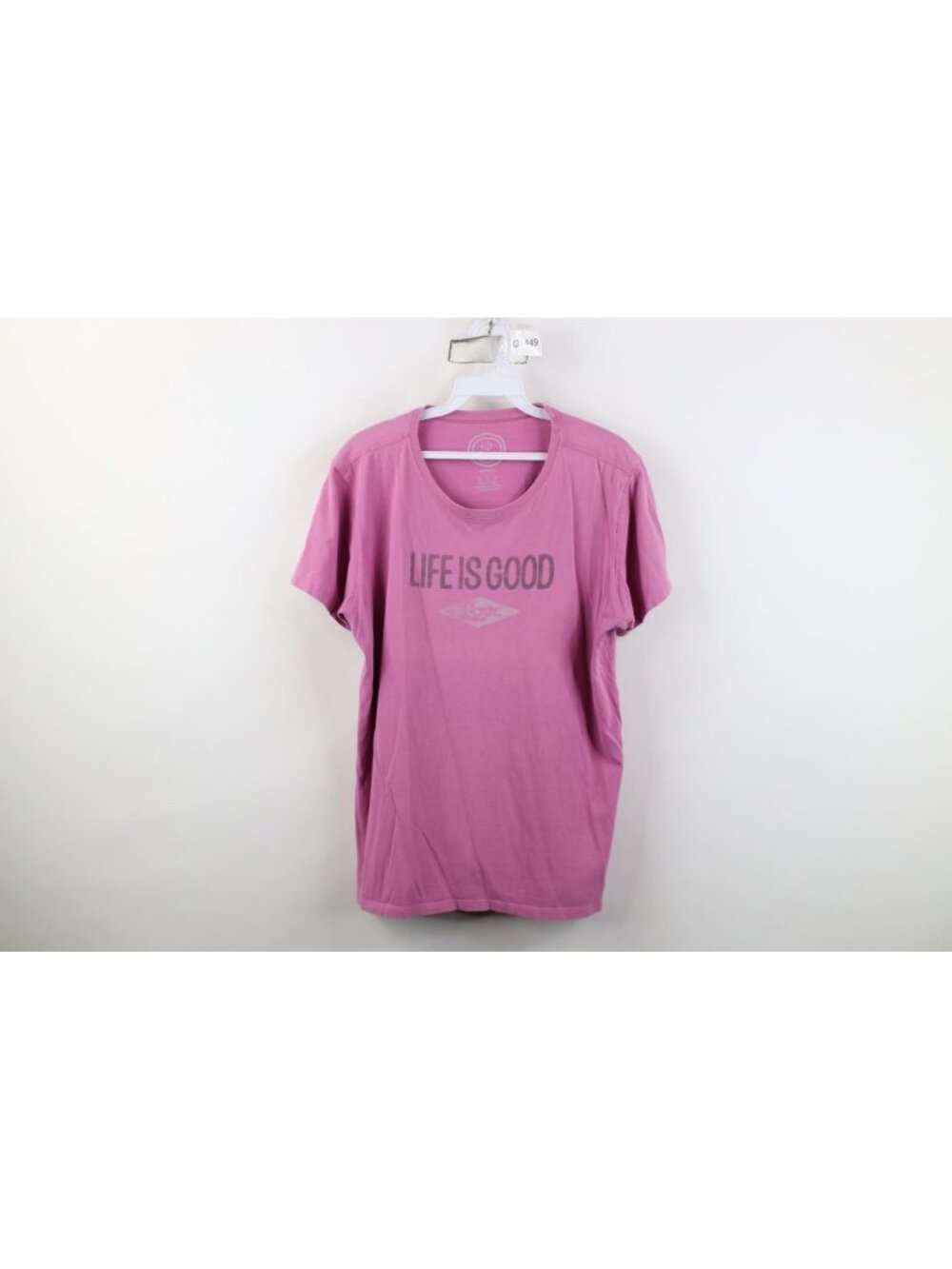 Life Is Good Womens Large Faded Spell Out Love Short Sleeve T-Shirt Pink Cotton